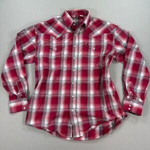Stetson Shirt Mens XL Red Blue Plaid Western Pearl‎ Snap Cowboy Rodeo Country